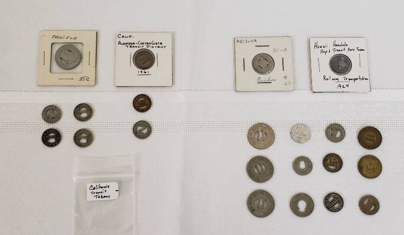 lot 2848 image: Lot of Transit Tokens from Western States (AZ, CA, WA, HI) and Misc. Companies