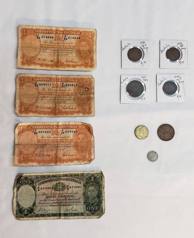 lot 2866 image: Lot of Foreign Currency - Australia and New Zealand - Coins & Bills