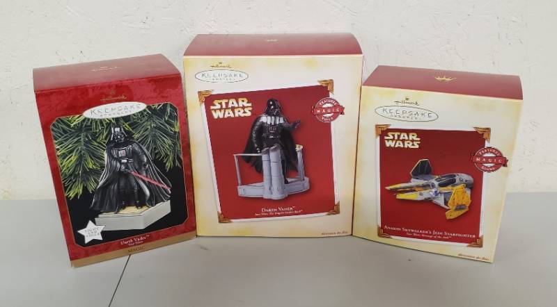 lot 2909 image: Lot of Hallmark Keepsake Ornament - Star Wars Collection - 3 total