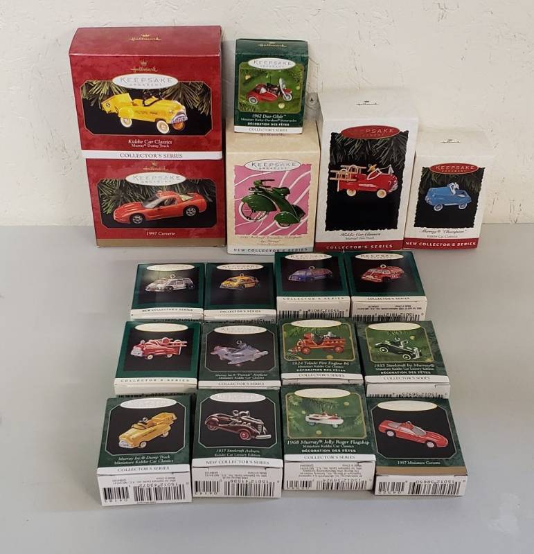 lot 2914 image: Hallmark Keepsake Ornament - Kiddie Car Collection and others - 18 total