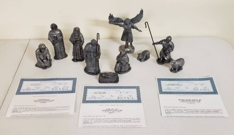 lot 2935 image: Michael Ricker Pewter Nativity Set - 10 pieces - all together this lot is fairly heavy