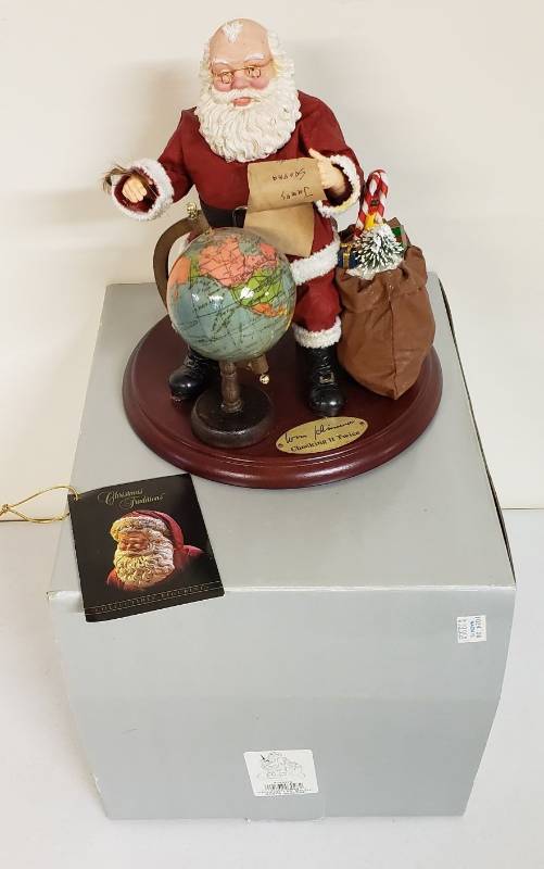 lot 2947 image: Christmas Traditions Fabrique Mache Santa wGlobe