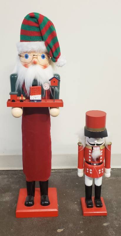 lot 2955 image: Pair of Wooden Nutcrackers - Tall one is 36 in. tall