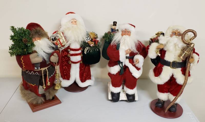 lot 2964 image: Lot of 4 Santas (Fabric Costume) - 14-16 in. tall