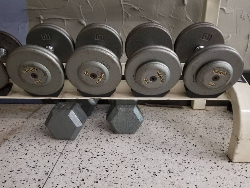 lot 6890 image: Ivanko 45lbs, 50lbs Dumbbells