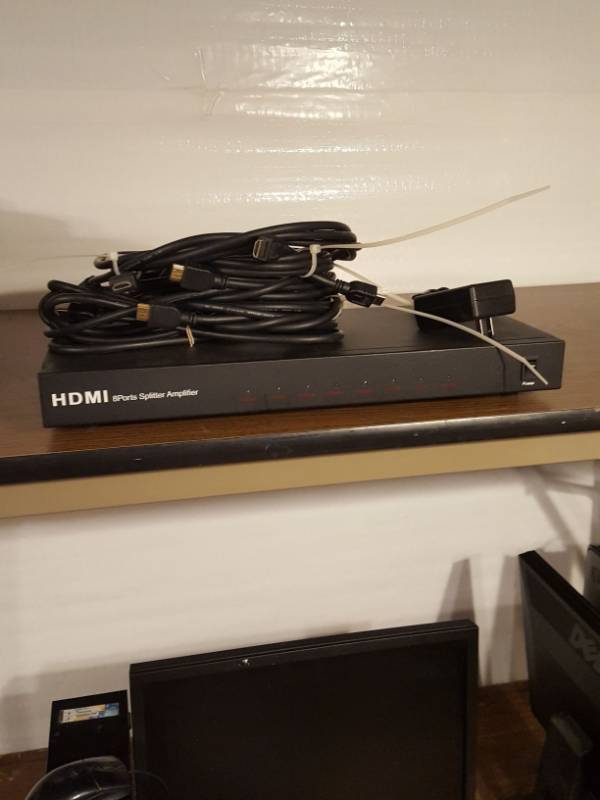 lot 3351 image: 8 port HDMI splitter amplifier with 5 HDMI cables and power supply