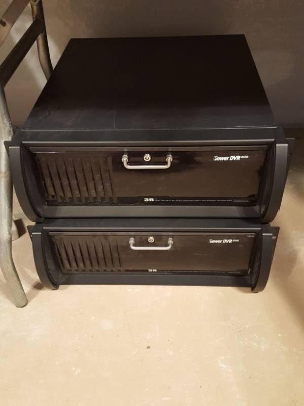 lot 3357 image: 2 power DVR 200 - Lot of 2 3R technologies Power DVR 200. Hard Drives removed for security reasons, each has a COA for windows xp inside door.