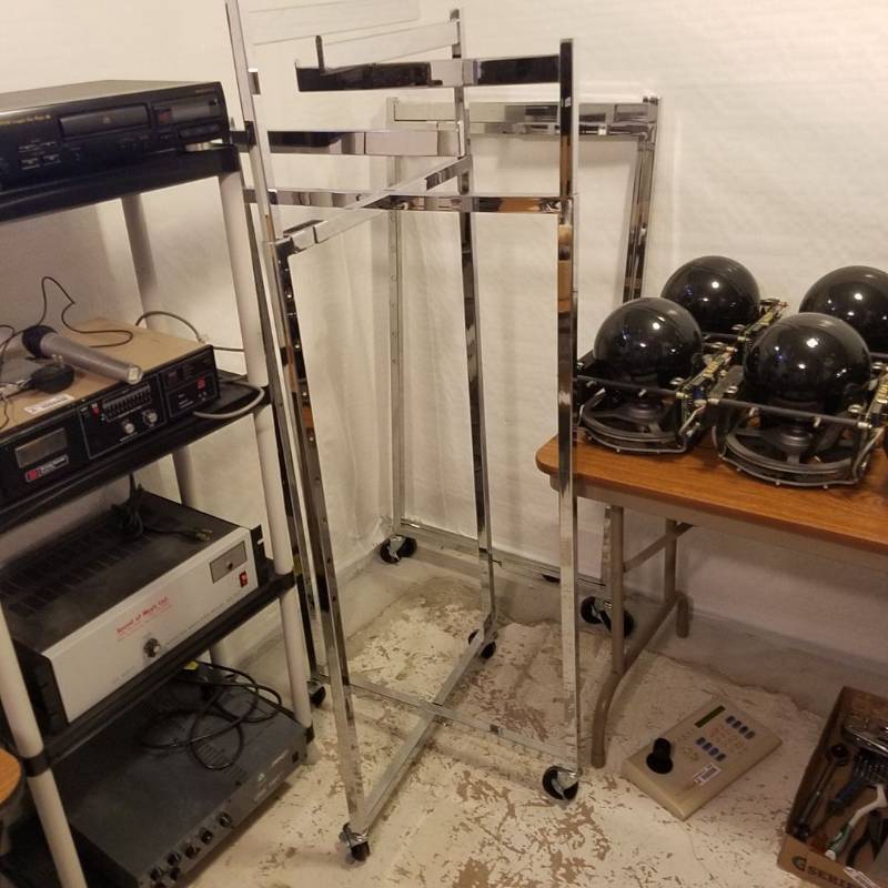 lot 3324 image: Lot of 2 collapsible rolling 4 way clothing racks