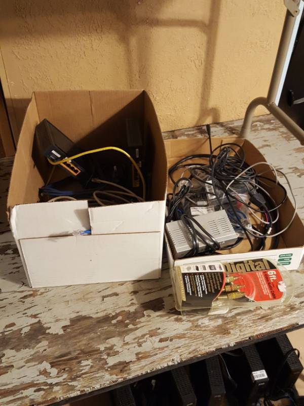 lot 3394 image: 2 routers and assorted cables