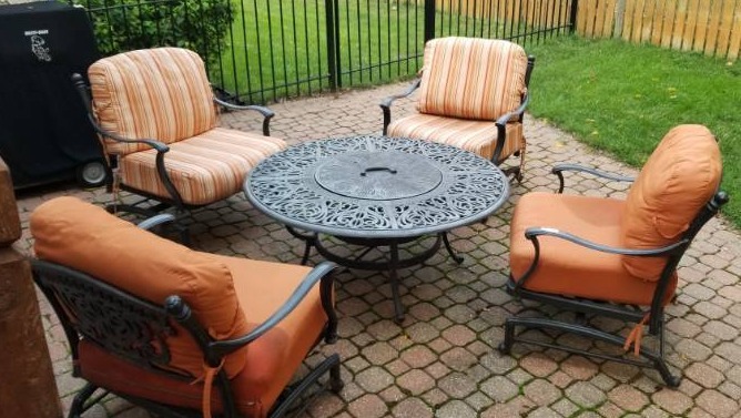 Seasonal Concepts Outdoor Patio Set 4 Chairs And Fire Pit Table