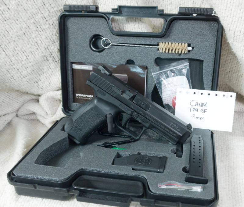 lot 8010 image: Handgun - CANIK - M# TP9 SF - 9mm - w cse, cleaner, clips, grips, lock and papers - Great Find