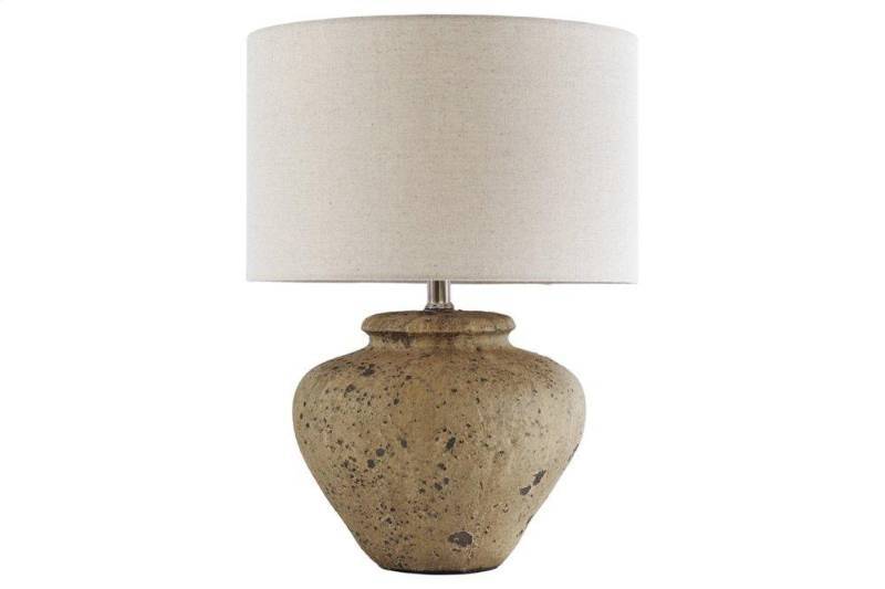 lot 7598 image: Signature Design By Ashley Mahfuz Collection L100654 Ceramic Table Lamp in Beige