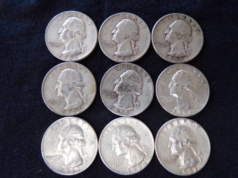 lot 3127 image: 9 - 1950s Quarters
