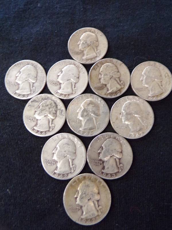 lot 3129 image: 11 - 1940s Quarters