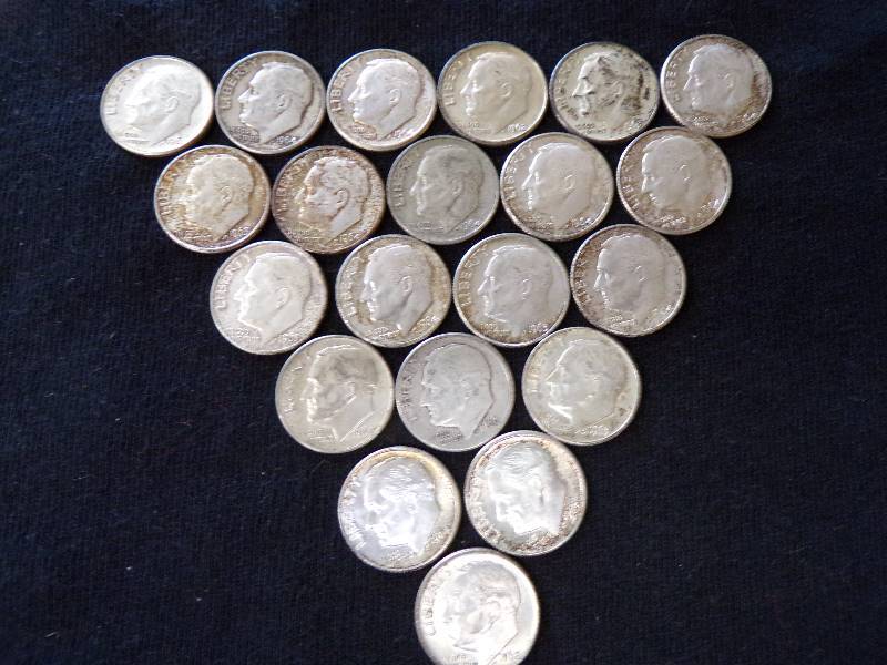 lot 3140 image: 21 - 1960s Roosevelt Dimes