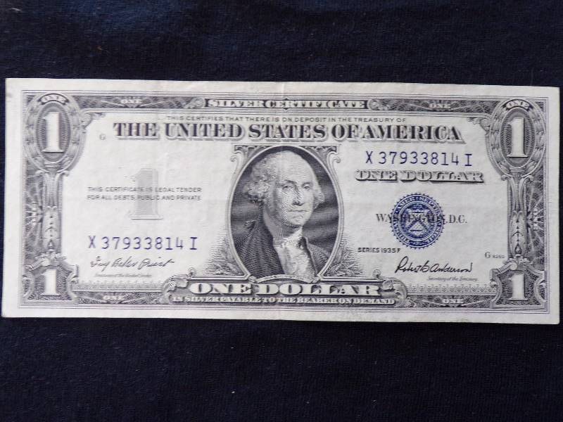 lot 3193 image: 1935 F Silver Certificate wo In God we Trust