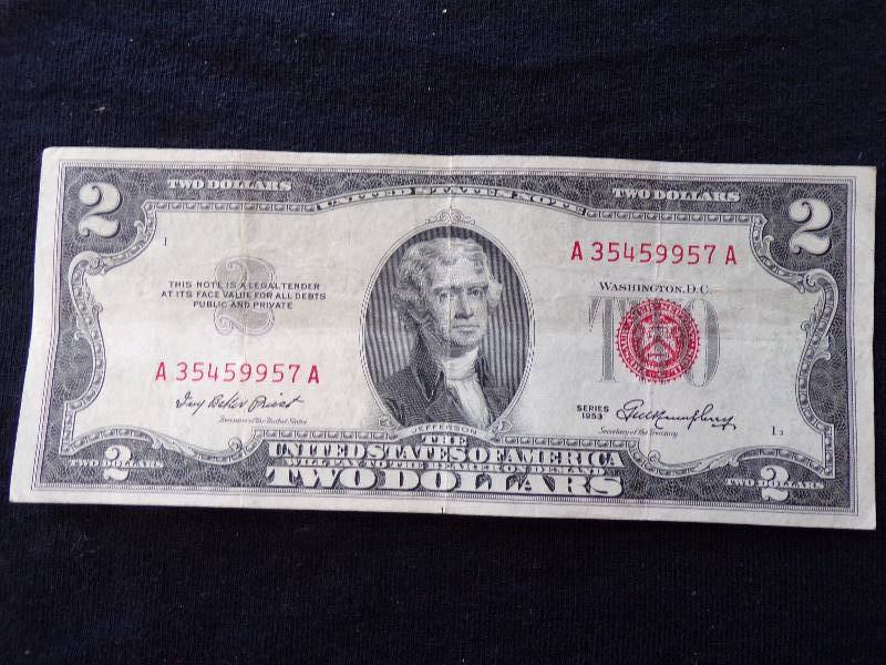 lot 3199 image: 1953 - $2.00 United States Note - wo In God We Trust