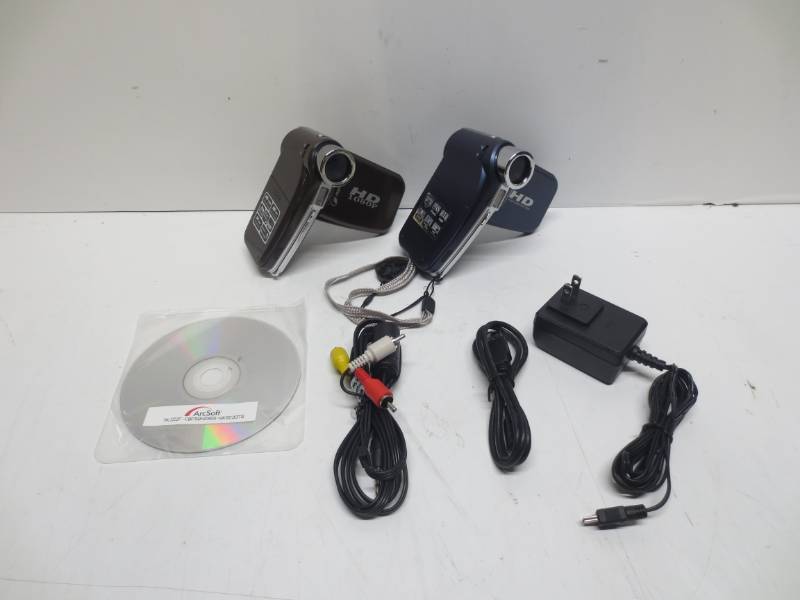 lot 1254 image: Lot of 2 Aiptek camcorders with accessories