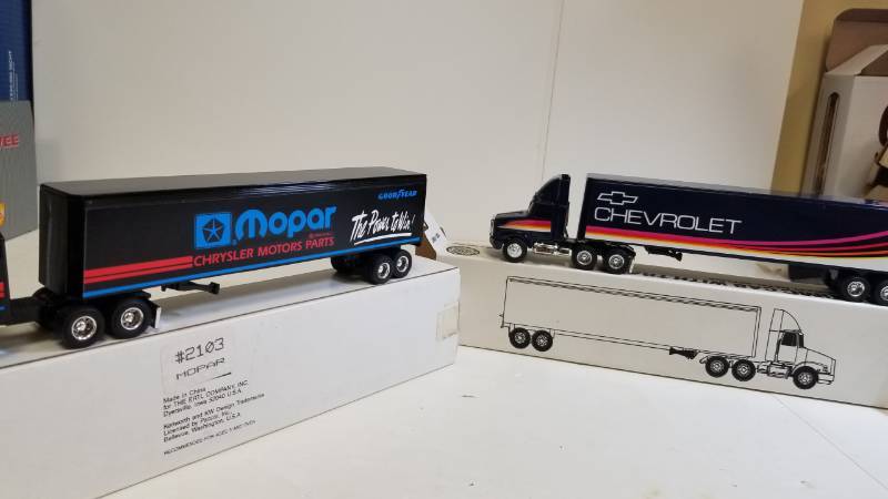 lot 3238 image: 2 ERTL Semi, both 164 scale, 1) MOPAR Semi  2) CHEVROLET Semi, NIB