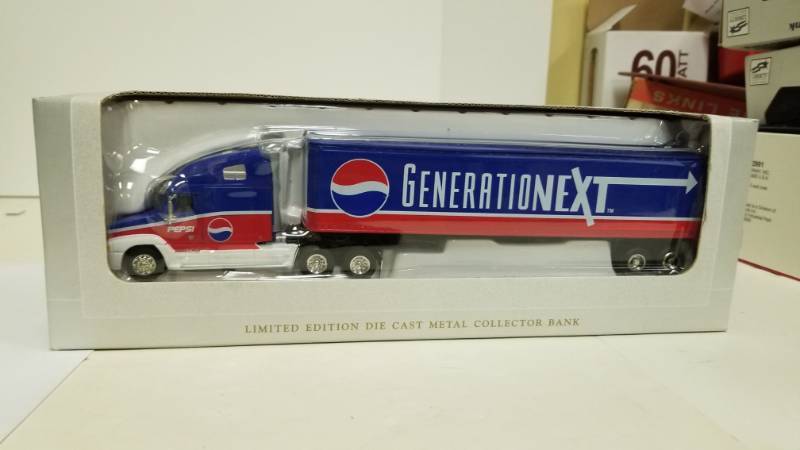 lot 1142 image: Pepsi Generationext Die Cast Freightliner Semi Truck Coin Bank By Liberty