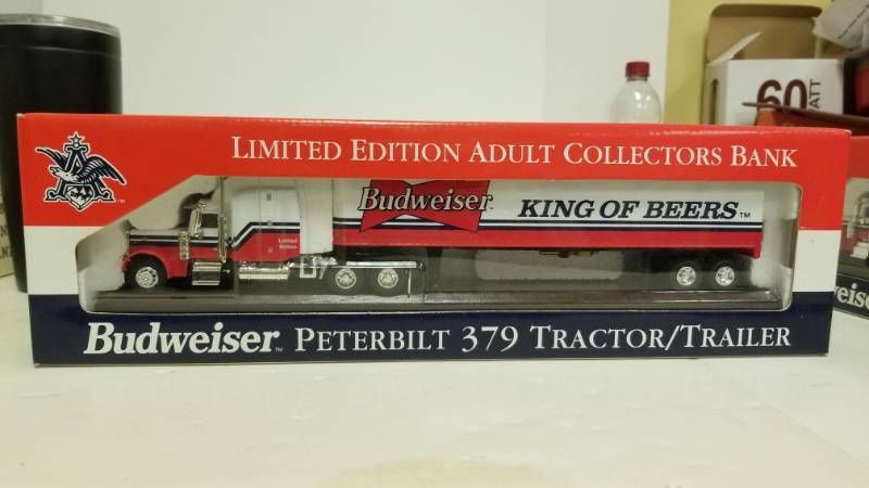 lot 1201 image: Budweiser peterbilt 379 tractor trailer limited edition bank