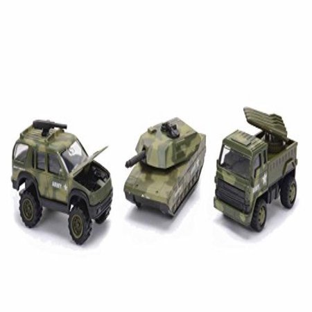 lot 1229 image: True Heroes 4.75 inch Military Vehicles 3 Pack - APC, Launcher , Tank