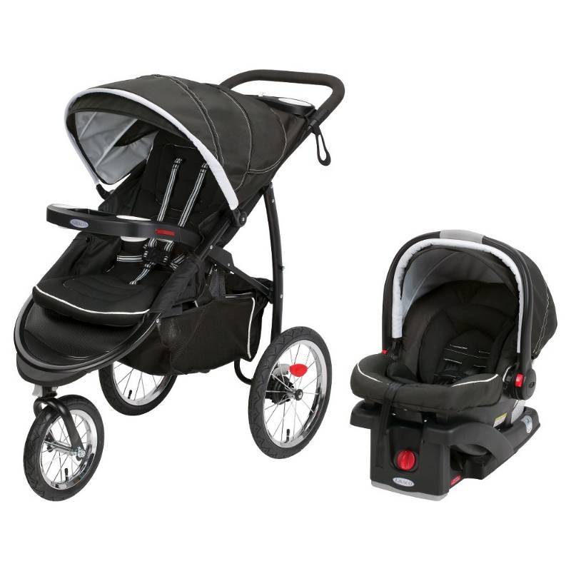 lot 3047 image: Graco FastAction Jogger Click Connect XT Travel System - Coconut (White)