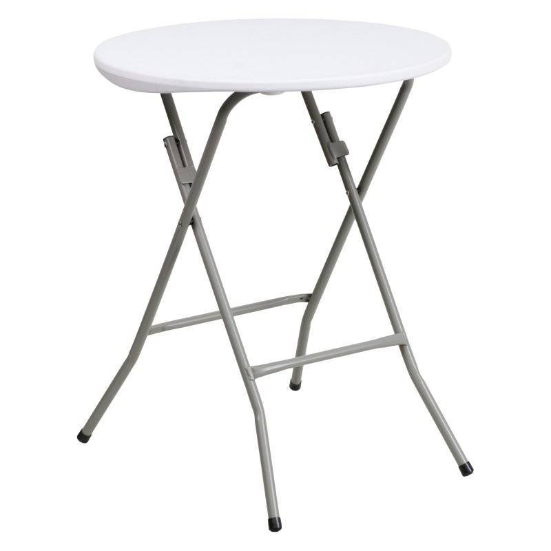 lot 3077 image: Flash Furniture 24 Inch Round Granite Folding Table in White
