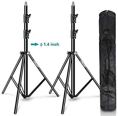 lot 3109 image: Emart Light Stand 8.5ft, Dual Spring Cushioned Adjustable Photo Video Lighting Stand, Heavy Duty Aluminum Construction with Carrying Bag for Photography and Studio Equipment (2 Pack