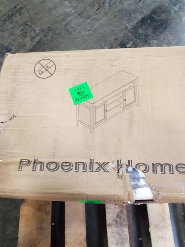 lot 3149 image: Phoenix Home TS190226 Solid Wood TV Media Stand, Tall, Black