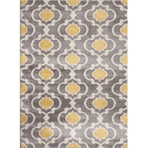 lot 3157 image: Contemporary IndoorOutdoor Area Rug World Rug Gallery Rugs Moroccan Trellis Contemporary GrayYellow 2 ft. x 3 ft. Indoor 310 Gray Y. 2X3