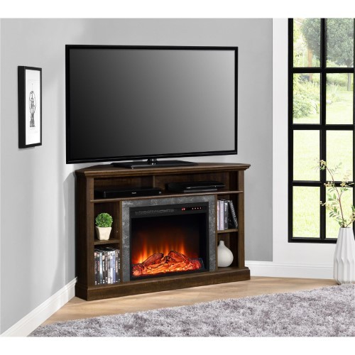 lot 3192 image: Overland Corner Fireplace TV Console - Espresso - Altra, Brown