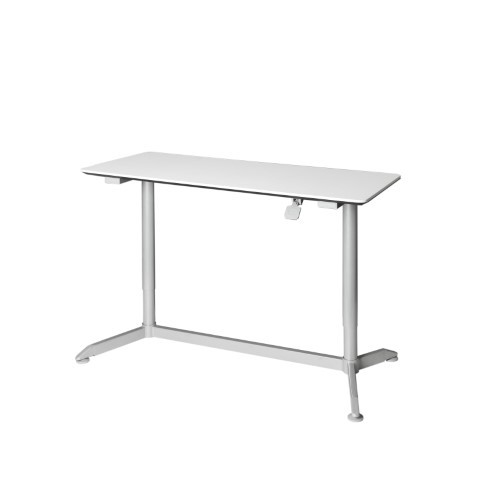 lot 3204 image: Seville Classics AIRLIFT 54  Pneumatic Sit-Stand Mobile Desk Cart Ergonomic Height-Adjustable Office Computer Table (Max. 43.9  H), White