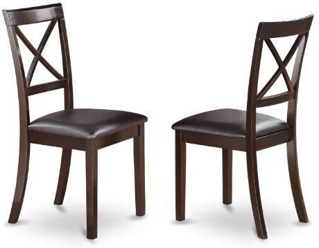 lot 3231 image: East West Furniture BOC-CAP-LC X-Back Chair Set for Dining Room with Faux Leather Seat, Set of 2  