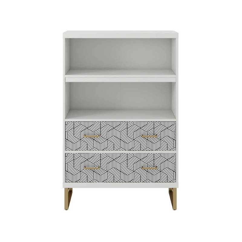 lot 3245 image: Scarlett Bookcase with Drawers White - CosmoLiving by Cosmopolitan