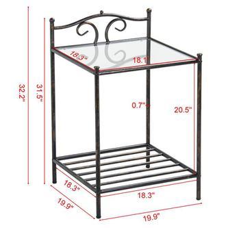 lot 44 image: Yaheetech 2 Tier Metal Table with Glass Top