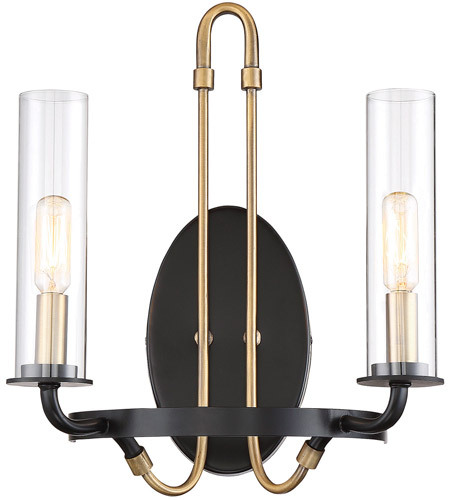 lot 336 image: Savoy House Kearny Wall Sconce Black and Warm Brass