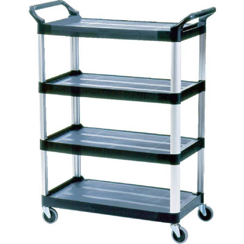 lot 55 image: Rubbermaid Heavy Duty 4 Shelf Rolling Carts