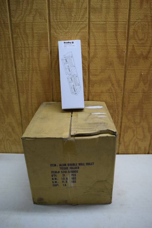 lot 77 image: 21 Bradley Aluminum Double Roll Toilet Tissue Holders