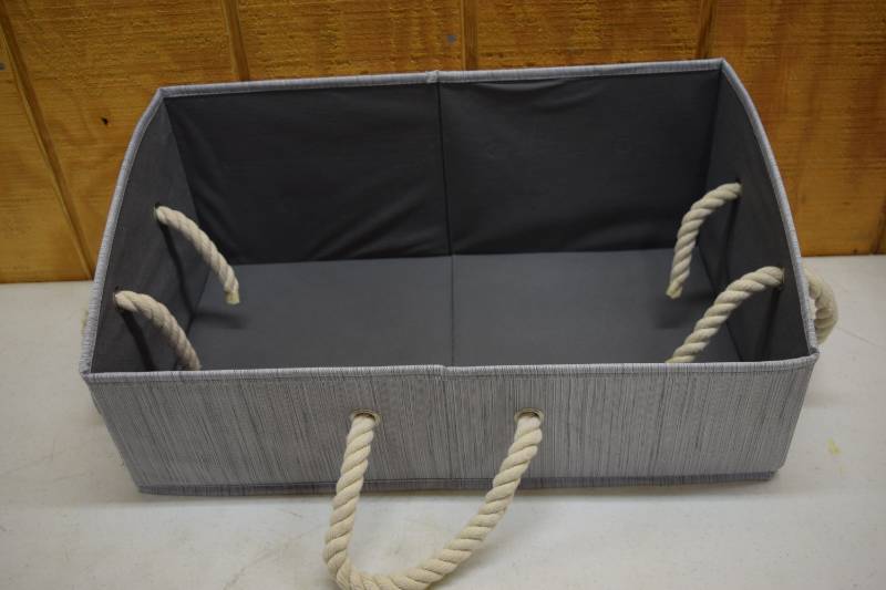 lot 209 image: Set of 3 Large Gray Storage Cubes Bins