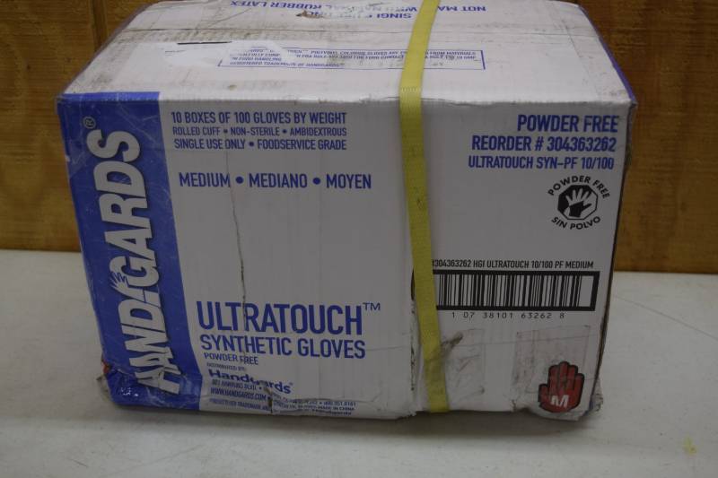 lot 384 image: 10 Boxes of 100 Handgards Ultra Touch Synthetic Gloves
