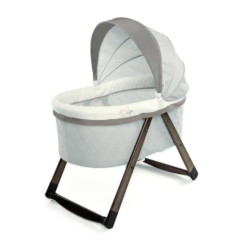 lot 8395 image: Ingenuity Foldaway Rocking Wood Bassinet - Carrington, Off White