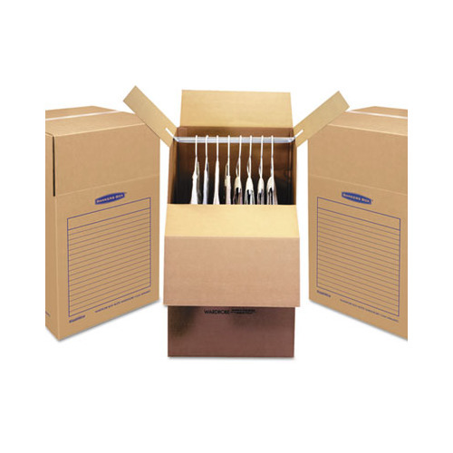 lot 8415 image: Bankers Box SmoothMove Wardrobe Boxes, 24l x 24w x 40h, KraftBlue, 3Carton, Brown