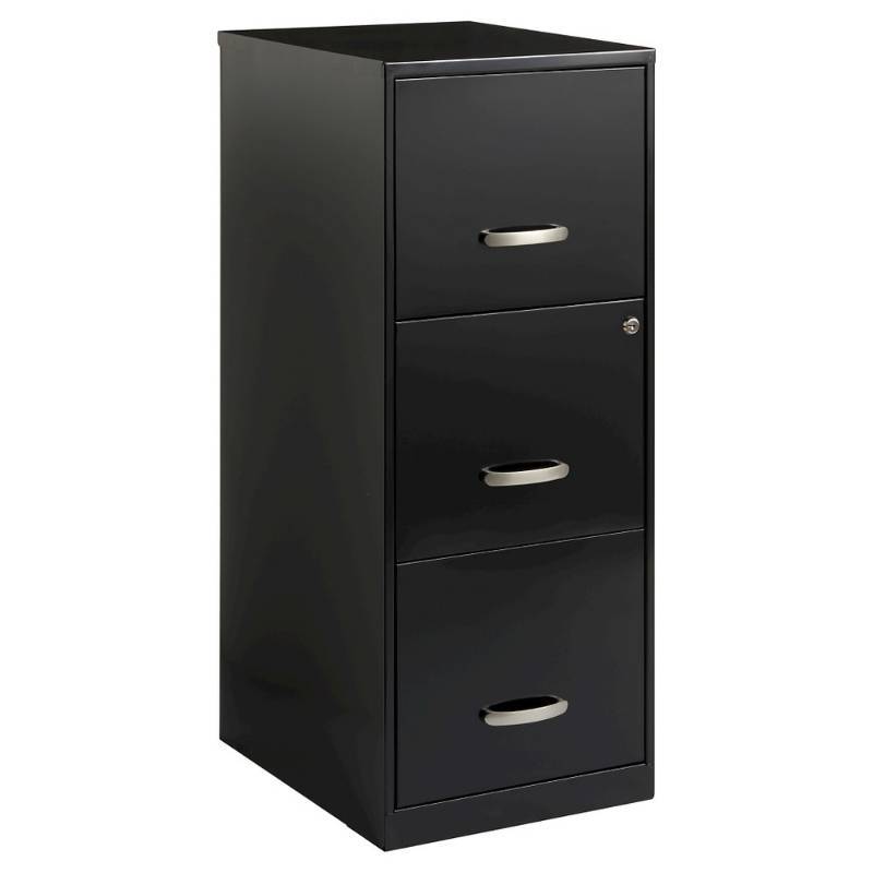 lot 8416 image: Office Designs 3 Drawer Black Steel File Cabinet