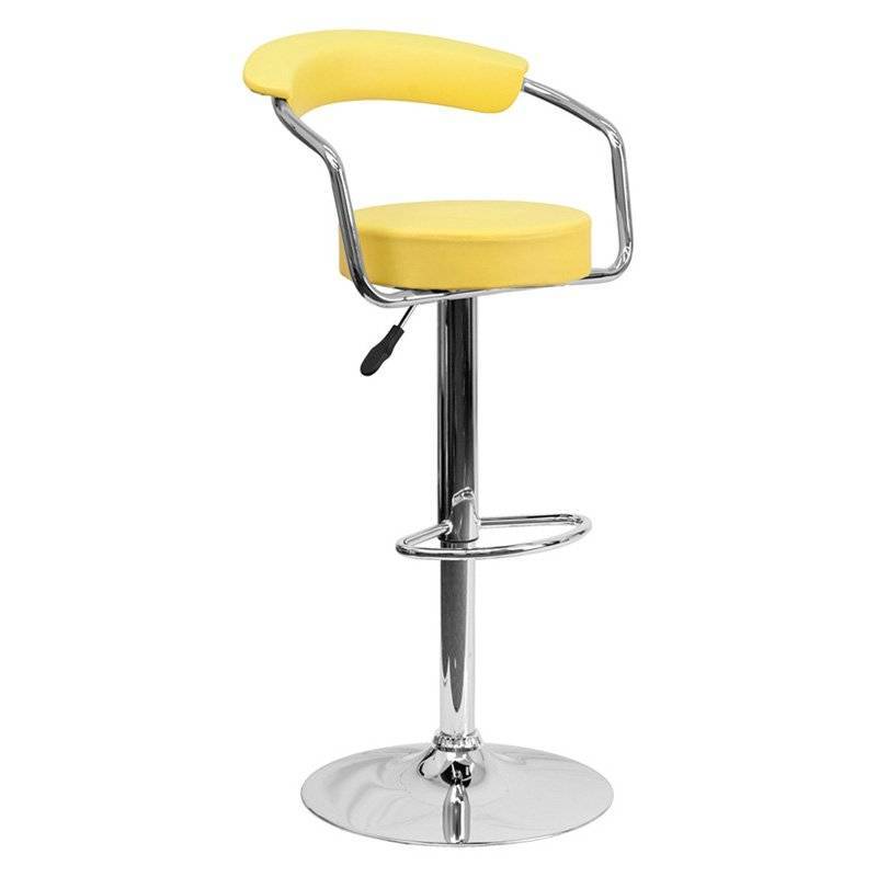 lot 8478 image: Flash Furniture Contemporary Adjustable Vinyl Bar Stool with Chrome Arms & Base