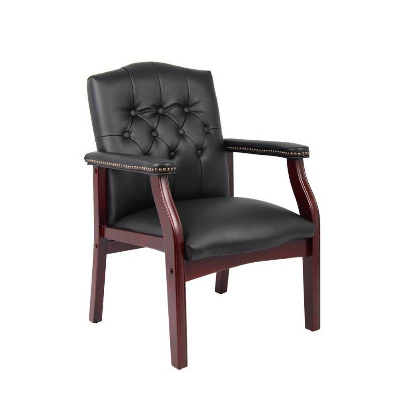 lot 8485 image: Traditional Guest Chair BlackMahogany Finish - Boss Office Products
