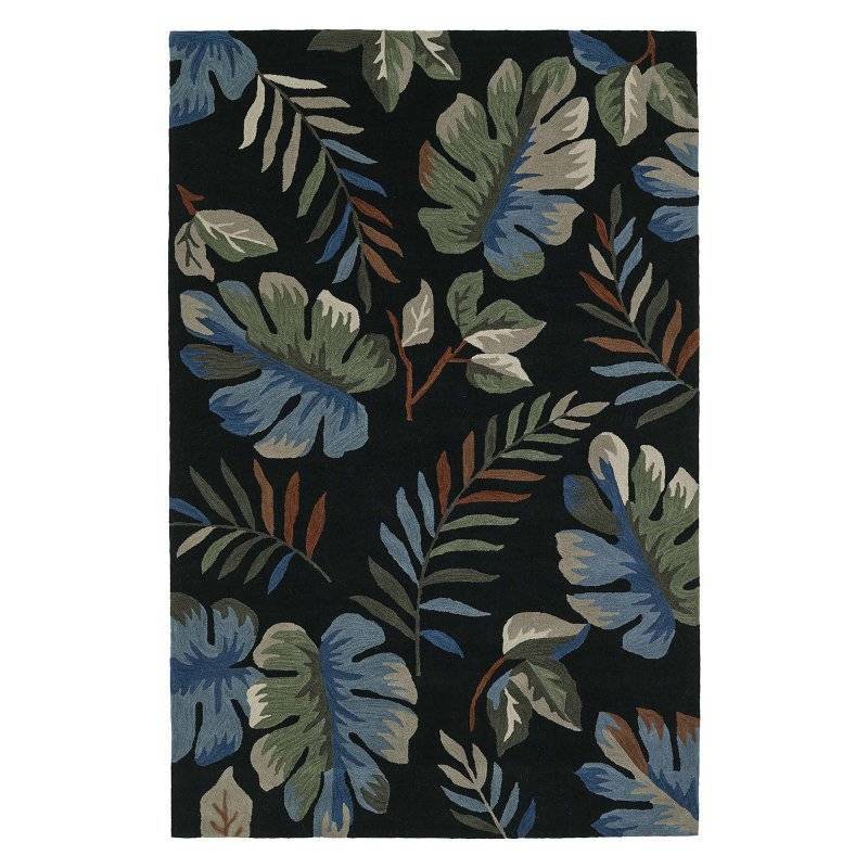 lot 8530 image: Dalyn Maui Area Rug MM1 Mm1 Black Black Canopy Leaves 8 x 10 Rectangle