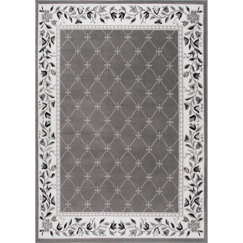 lot 8531 image: Home Dynamix 769924532010 7 ft. 8 in. x 10 ft. 7 in. Lyndhurst Sheraton Area Border Rug - Gray & Ivory