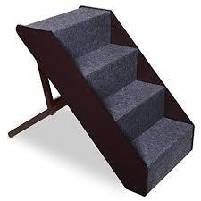 lot 8437 image: Arf Pets Wood Dog Stairs, 4 Levels Height Adjustment Wide Pet Steps, Foldable,