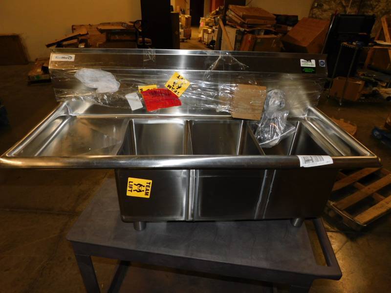 lot 8303 image: KoolMore 3 Bay Stainless Steel Sink